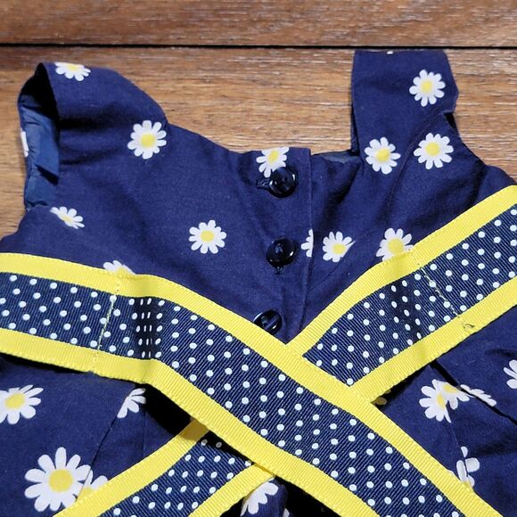 Youngland Baby Navy Yellow & White Sleeveless Daisy Dress - Size 12M - Picture 4 of 9